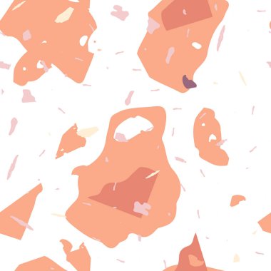 Terrazzo kusursuz desen. Taşlı turuncu gerçekçi mermer dokusu. Terrazzo pürüzsüz desenli, serin renklerde. Doğal taşlardan, granitten, kuvarstan, mermerden, betondan yapılmış arkaplan. 