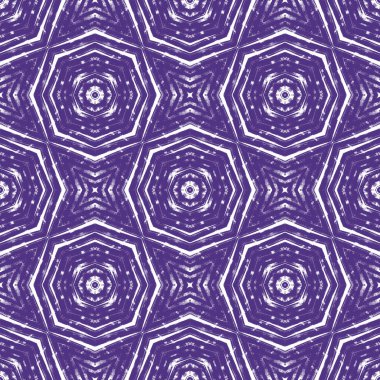 Egzotik, pürüzsüz desen. Mor simetrik kaleydoskop arka planı. Tekstil hazır güzel baskı, mayo kumaş, duvar kağıdı, ambalaj. Yaz mayosu, egzotik, pürüzsüz tasarım..
