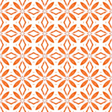 Tekstil hazır büyüleyici baskı, mayo kumaş, duvar kağıdı, ambalaj. Turuncu güzel boho şık yaz tasarımı. El çizimi tropikal, pürüzsüz sınır. Tropik, pürüzsüz desen.