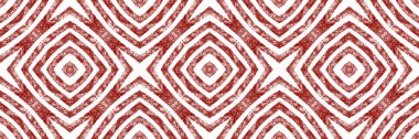 Tekrarlayan kusursuz sınır Ikat. Şarap kırmızısı simetrik kaleydoskop arka planı. Yaz çöreği şekeri desenli. arkaplan için gösterişli dekoratif tasarım ögesi.
