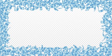 Bitcoin, internet para birimleri düşüyor. Şeffaf arka planda küçük BTC faturaları. Kripto para, dijital para. Çekici vektör illüstrasyonu. İlginç bir ikramiye, servet ya da başarı konsepti..