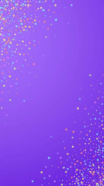 Feestelijke Sierlijke Confetti Feeststerren Kleurrijke Sterren Dicht Violette Achtergrond Fijn — Stockvector