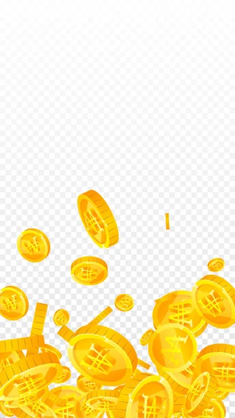 韓国ウォン硬貨が落ちる 貴重な分散ウォンコイン 韓国のお金 思い出に残るジャックポット 富または成功の概念 ベクターイラスト — ストックベクタ