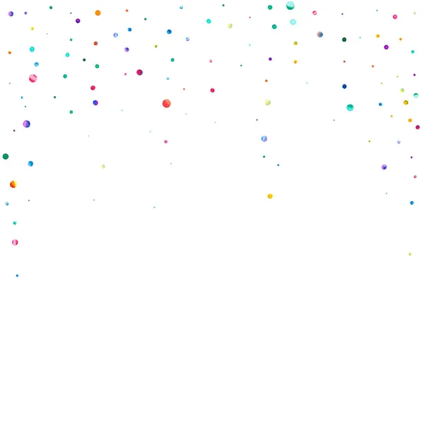 Watercolor Confetti White Background Actual Rainbow Colored Dots Happy Celebration — Stock Photo, Image