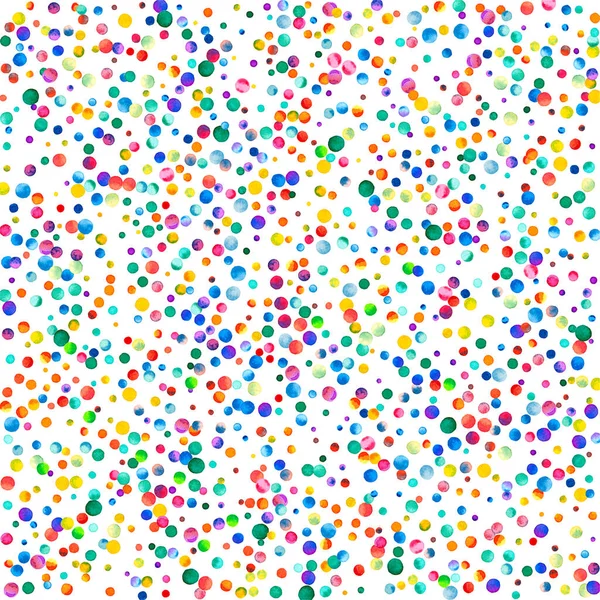 Acuarelă Confetti Fundal Alb Admirabile Puncte Colorate Curcubeu Sărbătoare Fericită — Fotografie, imagine de stoc