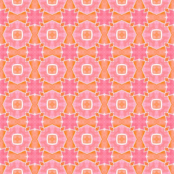 Mosaik Sömlöst Mönster Orange Värdefull Boho Chic Sommar Design Textil — Stockfoto