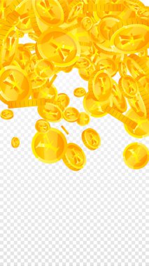 Çin Yuan paraları düşüyor. Pozitif dağınık NY paraları. Çin parası. Duygusal ikramiye, servet ya da başarı konsepti. Vektör illüstrasyonu.