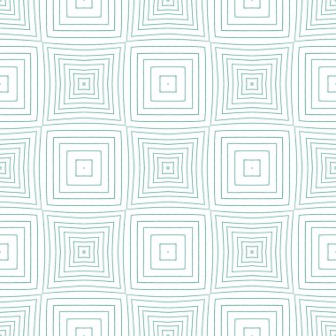 Çizgili el çizimi desen. Turkuaz simetrik kaleydoskop arka planı. Tekstil hazır zarif baskı, mayo kumaş, duvar kağıdı, ambalaj. Çizgili elle çizilmiş fayans tekrarlanıyor.