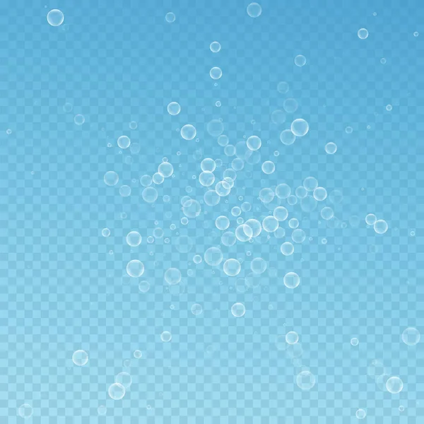 Мыльные Пузыри Абстрактный Фон Выдувая Пузыри Голубом Прозрачном Фоне Смелая — стоковый вектор
