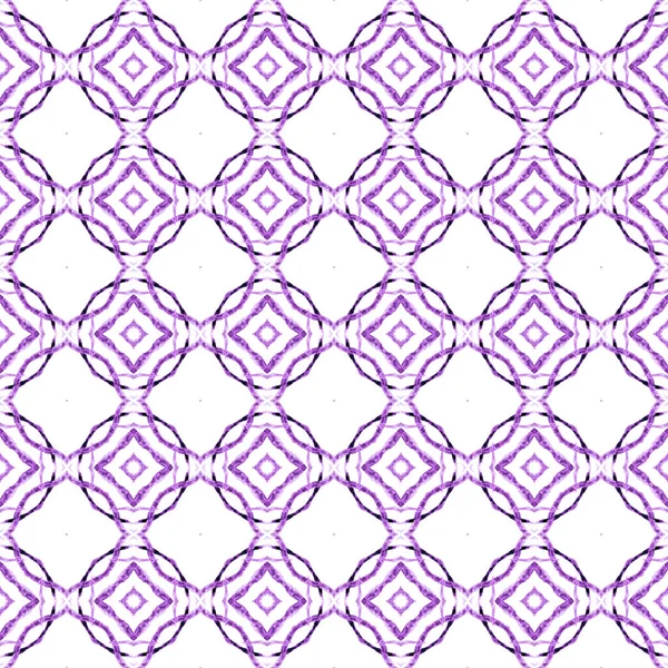 水着のデザインを繰り返すイカト 紫の見事なBohoシックな夏のデザイン 繊維準備ができて崇高な印刷 水着生地 タイルの境界を繰り返す水彩イカット — ストック写真