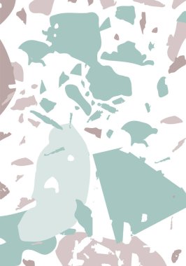 Terrazzo modern soyut şablon. Klasik İtalyan döşemesinin pembe ve gri dokusu. Venedik terrazzo trend vektör arka planı Taşlardan, granitten, kuvarstan, mermerden, betondan yapılmış. 