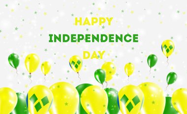 Saint Vincent ve Grenadines Bağımsızlık Günü Vatansever Tasarımı. Saint Vincentian Ulusal Renkleri 'nde balonlar. Bağımsızlık Günü Kutlama Kartın kutlu olsun..