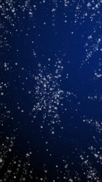 Schöne Schneefall Weihnachten Hintergrund Dezent Fliegende Schneeflocken Und Sterne Auf — Stockvektor