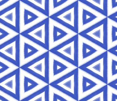 Döşemeli suluboya deseni. İndigo simetrik kaleydoskop arka planı. Tekstil hazır harika baskı, mayo kumaş, duvar kağıdı, ambalaj. Elle boyanmış suluboya pürüzsüz.