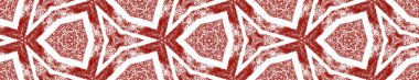 Tekrarlayan kusursuz sınır Ikat. Kestane rengi simetrik kaleydoskop. Arka plan için klas dekoratif tasarım ögesi. Yaz şapkası süsleme deseni.