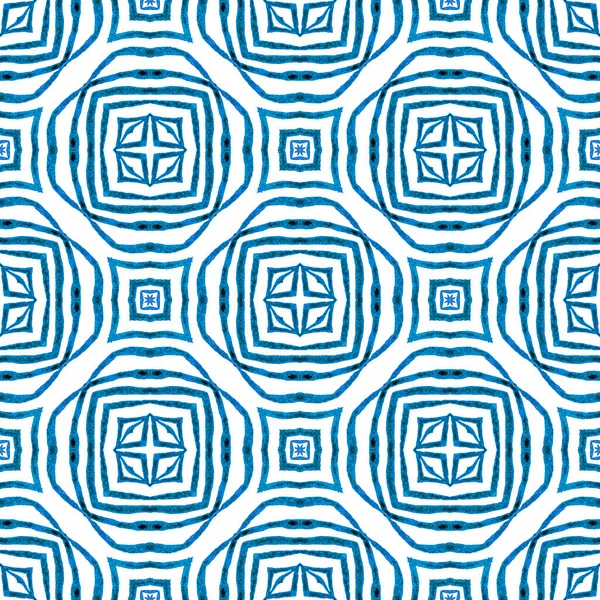 Bezešvý Vzor Mozaiky Modré Okouzlující Boho Elegantní Letní Design Textilní — Stock fotografie