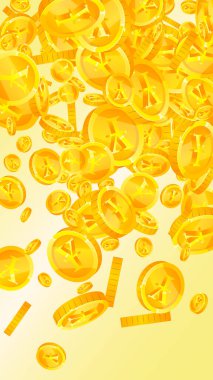 Çin Yuan paraları düşüyor. Oldukça dağınık NY paraları. Çin parası. Büyük ikramiye, servet ya da başarı konsepti. Vektör illüstrasyonu.