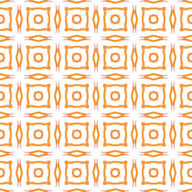 Suluboya yaz etnik sınır düzeni. Turuncu güzel boho şık yaz tasarımı. Etnik elle boyanmış desen. Tekstil hazır nefes kesici baskı, mayo kumaş, duvar kağıdı, ambalaj..