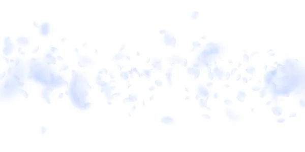 Pétales Fleurs Bleu Clair Tombant Fleurs Légèrement Romantiques Tombant Pluie — Image vectorielle
