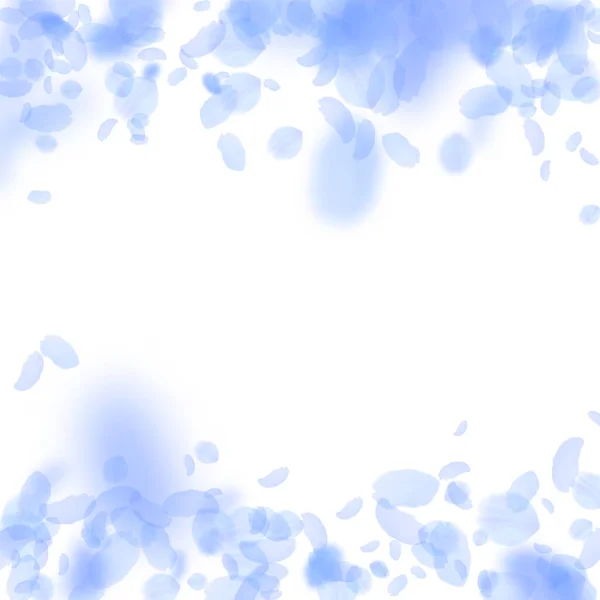 Pétales Fleurs Bleu Foncé Tombant Fleurs Romantiques Fantaisie Tomber Pluie — Image vectorielle