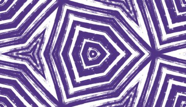 Çizgili el çizimi desen. Mor simetrik kaleydoskop arka planı. Çizgili elle çizilmiş fayans tekrarlanıyor. Tekstil baskıya hazır, mayo kumaşı, duvar kağıdı, ambalaj kağıdı..
