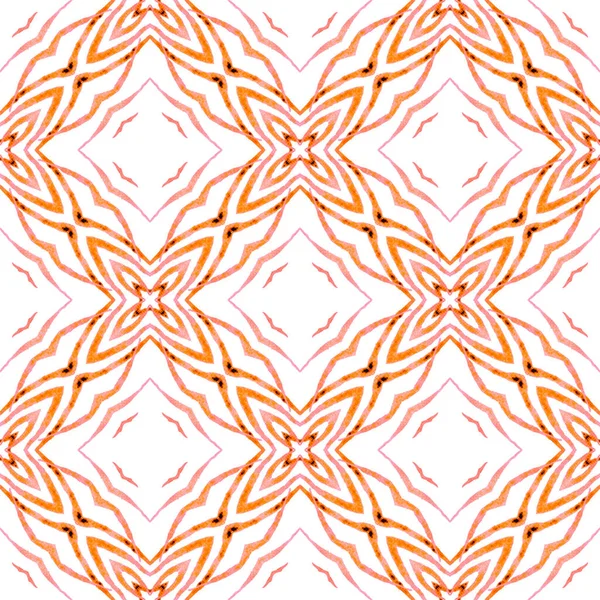繊維準備ができて精力的な印刷 水着生地 オレンジ鮮やかなBohoシックな夏のデザイン シェブロン水彩柄 緑の幾何学的シェブロン水彩境界 — ストック写真