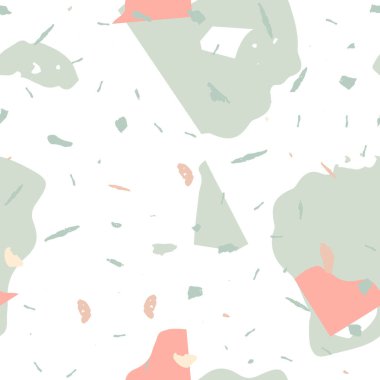 Terrazzo kusursuz desen. İç dekorasyon için minimalist döşeme taşı. Doğal taşlardan, granitten, kuvarstan, mermerden, betondan yapılmış arka plan. Terrazzo pürüzsüz desenli serin renklerde. 