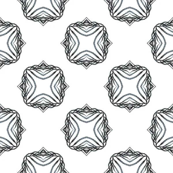 Tropisches Nahtloses Muster Schwarz Weiß Strahlendes Boho Chic Sommerdesign Handgezeichnete — Stockfoto