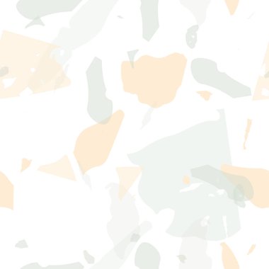 Terrazzo kusursuz desen. Pastel Venedik kaldırım taklidi fayans. Terrazzo pürüzsüz desenli, serin renklerde. Doğal taşlardan, granitten, kuvarstan, mermerden, betondan yapılmış arkaplan. 