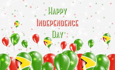 Guyana Bağımsızlık Günü Vatanseverlik Tasarımı. Guyanese Ulusal Renkleri 'nde balonlar. Bağımsızlık Günü Kutlama Kartın kutlu olsun..