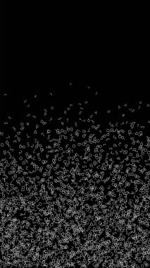 Düşen sayılar, büyük veri konsepti. İkili beyaz kaotik uçuş numaraları. Siyah arka planda orijinal fütürist afiş. Düşen sayılarla dijital vektör illüstrasyonu.