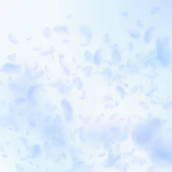 Светло Голубые Лепестки Цветов Падают Большой Романтический Цветочный Градиент Летающий — стоковый вектор
