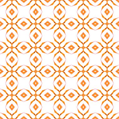 Mozaik kusursuz desen. Turuncu optimal boho şık yaz tasarımı. El çizimi yeşil mozaik pürüzsüz sınır. Tekstil hazır tuhaf baskılar, mayo kumaş, duvar kağıdı, ambalaj..