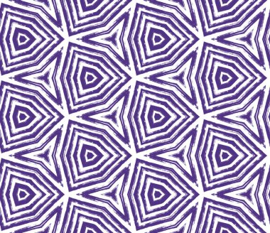 Geometrik dikişsiz desen. Mor simetrik kaleydoskop arka planı. El çizimi geometrik kusursuz tasarım. Tekstil hazır moda baskı, mayo kumaş, duvar kağıdı, ambalaj..