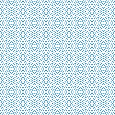 Madalyon pürüzsüz desen. Mavi simetrik kaleydoskop. Suluboya madalyonu, pürüzsüz fayans. Tekstil hazır kaliteli baskı, mayo kumaş, duvar kağıdı, ambalaj..