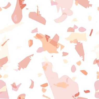 Terrazzo kusursuz desen. Taşlı turuncu gerçekçi mermer dokusu. Terrazzo pürüzsüz desenli, serin renklerde. Doğal taşlardan, granitten, kuvarstan, mermerden, betondan yapılmış arkaplan. 