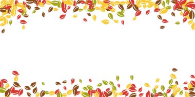 Sonbahar yaprakları dökülüyor. Kırmızı, sarı, yeşil, kaotik yapraklar uçuşuyor. Göz kamaştırıcı beyaz arka planda yağan renkli yapraklar. Güzel, okul satışına geri döndü..