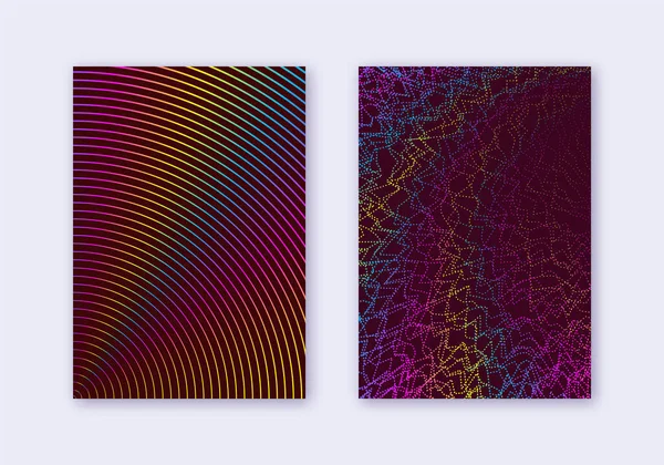 Vorlagenset Für Cover Design Abstrakte Linien Modernes Broschüren Layout Rainbow — Stockvektor