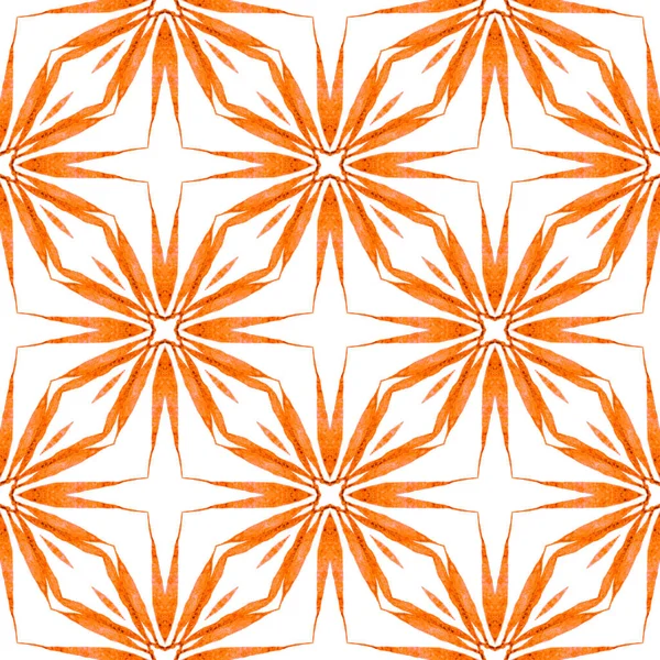 織物準備ができて比類のない印刷 水着生地 オレンジまともなBohoシックな夏のデザイン 東洋の唐草手の境界線を描いた アラベスク手描きデザイン — ストック写真