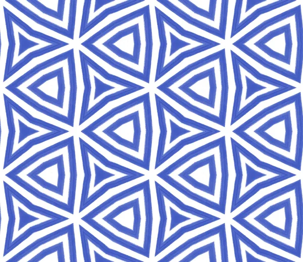 Dlaždice Akvarel Vzor Indigo Symetrické Kaleidoskopické Pozadí Textilní Hotový Výjimečný — Stock fotografie