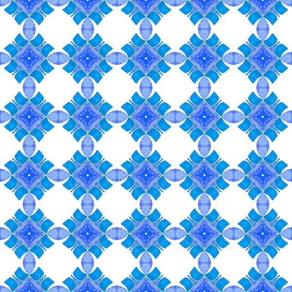 Oriental Arabesque Bordure Dessinée Main Bleu Élégant Boho Design Été — Photo