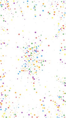 Şenlikli fantastik konfeti. Kutlama yıldızları. Beyaz arka planda renkli konfeti. Kusursuz şablon şablonu. Dikey vektör arkaplanı.