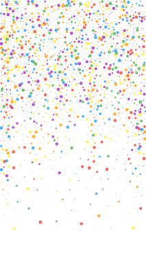 Şenlikli güzel konfeti. Kutlama yıldızları. Beyaz arka planda renkli konfeti. Muhteşem şablon şablonu. Dikey vektör arkaplanı.