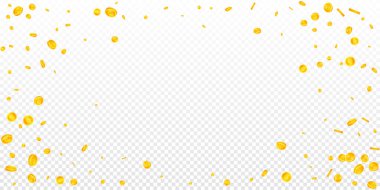 Bitcoin, internet para birimleri düşüyor. Güzel dağınık BTC paraları. Kripto para, dijital para. Güzel ikramiye, servet ya da başarı konsepti. Vektör illüstrasyonu.