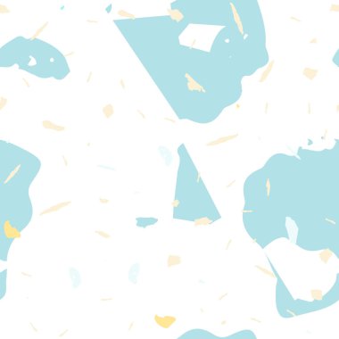 Terrazzo kusursuz desen. Mavi klasik döşeme dokusu. Doğal taşlardan, granitten, kuvarstan, mermerden, betondan yapılmış arka plan. Terrazzo pürüzsüz desenli serin renklerde. 