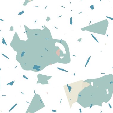 Terrazzo kusursuz desen. Mavi klasik döşeme dokusu. Doğal taşlardan, granitten, kuvarstan, mermerden, betondan yapılmış arka plan. Terrazzo pürüzsüz desenli serin renklerde. 