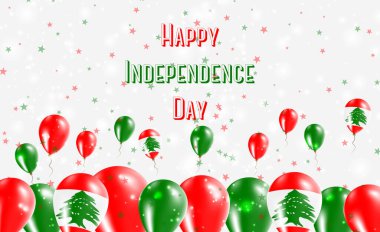 Lübnan Bağımsızlık Günü Vatansever Tasarımı. Lübnan Ulusal Renkleri 'nde balonlar. Bağımsızlık Günü Kutlama Kartın kutlu olsun..