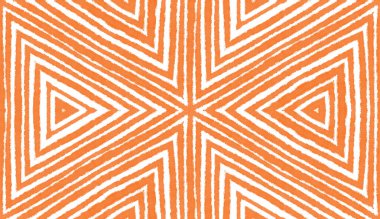 Dokulu çizgili desen. Turuncu simetrik kaleydoskop arka planı. Tekstil hazır ince baskı, mayo kumaş, duvar kağıdı, ambalaj. Moda desenli çizgiler tasarımı.
