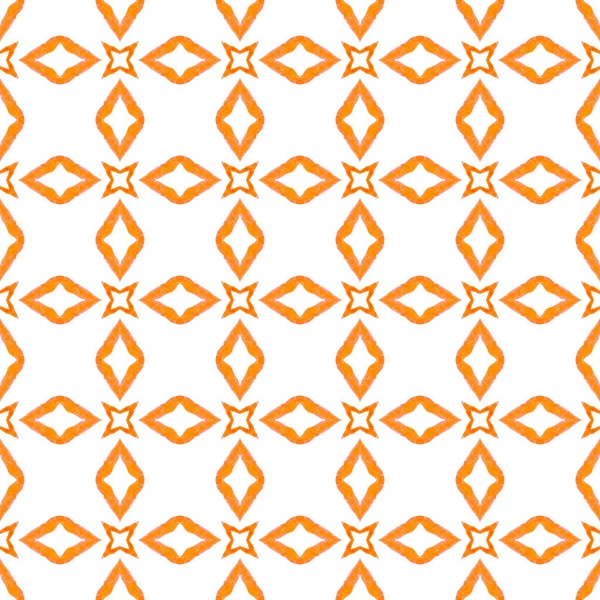 Aquarel Ikat Herhaalt Tegelrand Oranje Origineel Boho Chique Zomerontwerp Ikat — Stockfoto