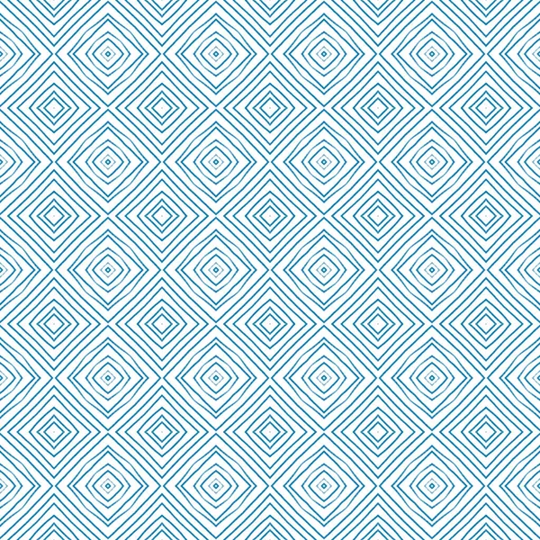 Proužkovaný Ručně Kreslený Vzor Modré Symetrické Kaleidoskopické Pozadí Opakující Ručně — Stock fotografie